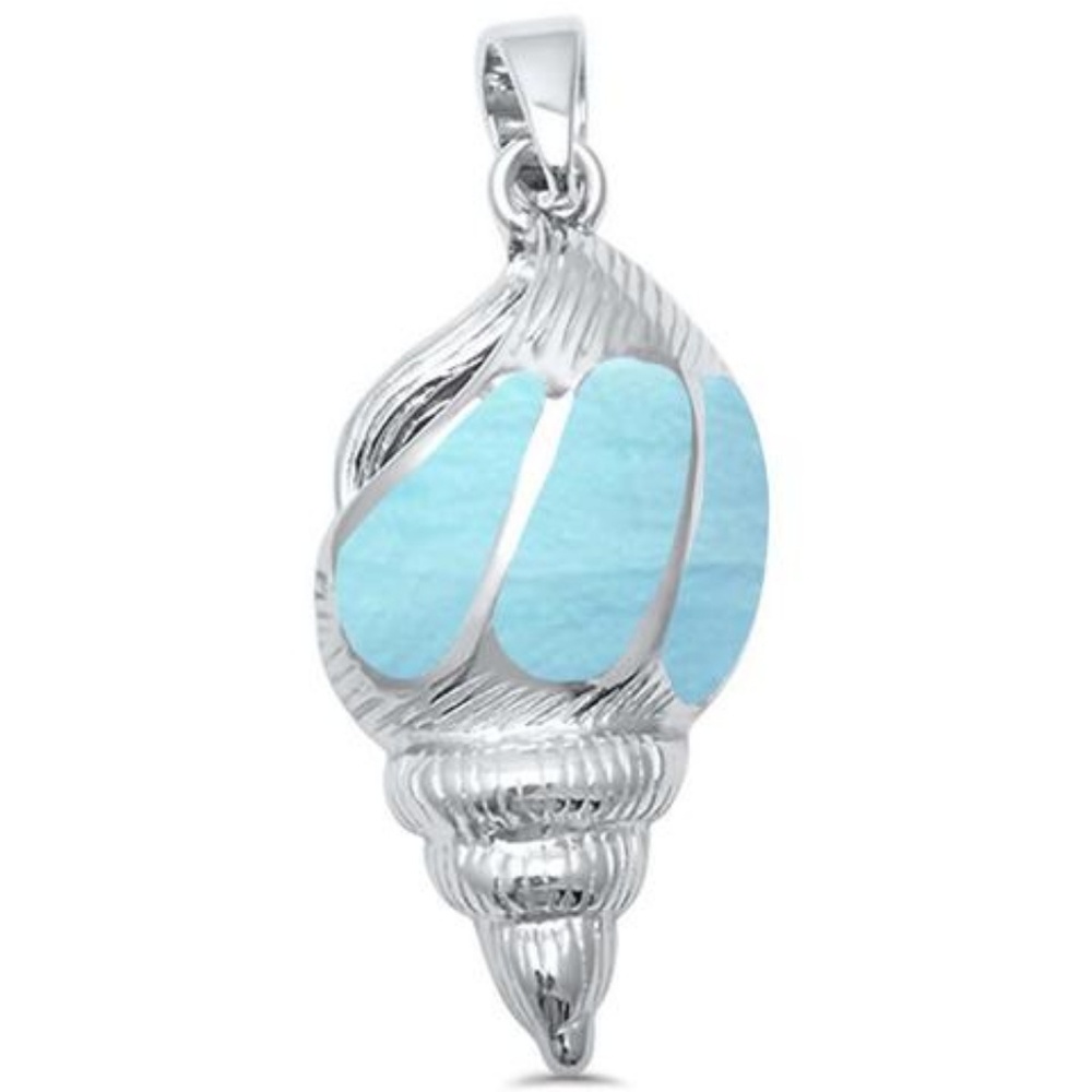 natural larimar seashell pendant